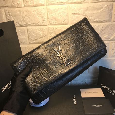 ysl clutch used|YSL crocodile clutch.